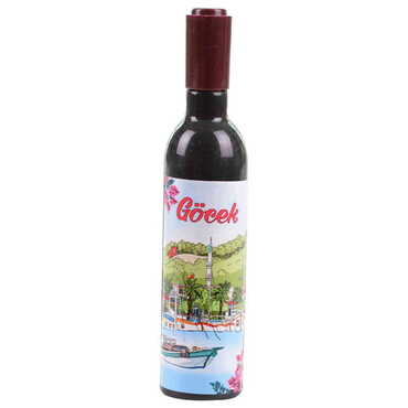 Gocek Themed Bottle Shaped Metal Wine Bottle Corkscrew Opener-Magnetic 115x25x25 mm - 6