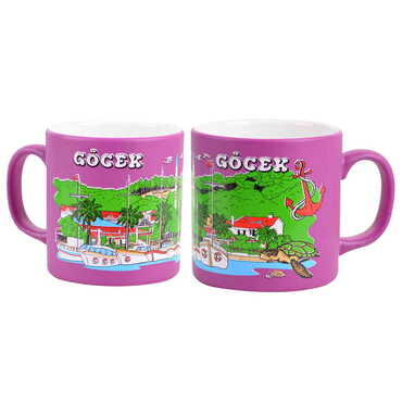 Gocek Themed Customised Serigraphy Printed Ceramic Mug 82x90 mm - Thumbnail