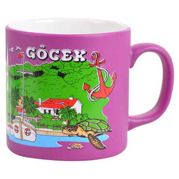 Gocek Themed Customised Serigraphy Printed Ceramic Mug 82x90 mm - Thumbnail