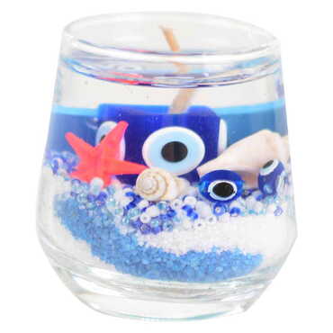 Gocek Themed Glass Transparent Gel Candle - Thumbnail