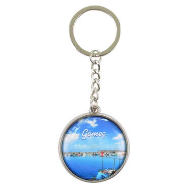 Myros - Gomec Themed Metal Double Face Round Keychain 40x95 mm