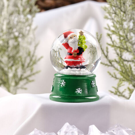 Green Happy Santa Snow Globe