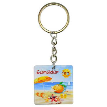 Myros - Gumuldur Themed Customised Uv Printed Plastic Base Round Keyring 40x108 mm