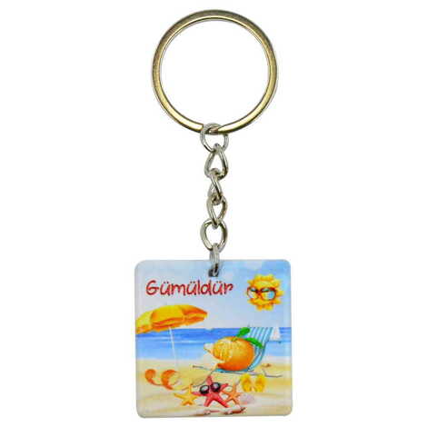 Gumuldur Themed Customised Uv Printed Plastic Base Round Keyring 40x108 mm