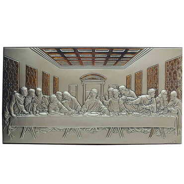 Toptan Gümüş Hz. İsa'nın Son Yemeği İkonası (120 x 230 mm)