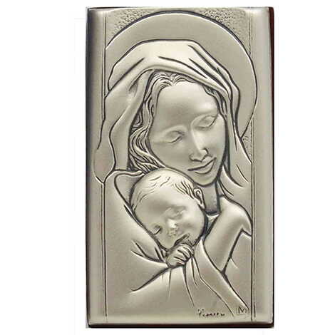 Toptan Gümüş Meryem Ana ve Bebek İsa İkonası (40 x 70 mm) - 1