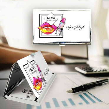 Beauty Saloon Themed Customised Metal Card Holder 94x60x8 mm