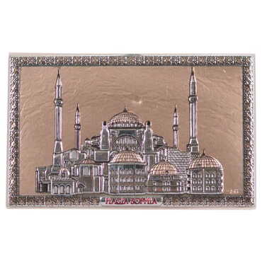 Hagia Sophia Themed Silver Plated Desktop Decor White 78X125 Mm - Thumbnail