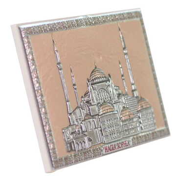 Hagia Sophia Themed Silver Plated Desktop Decor White 78X125 Mm - Thumbnail