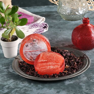 Myros - Handmade Pomegranate Essence Loofah Body Care Soap 200 Gr.