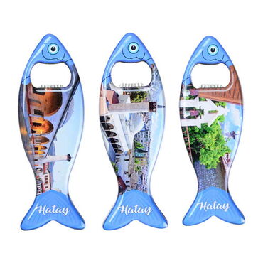 Hatay Themed Fish Shaped Metal Magnetic Bottle Opener 120x43 mm - 3