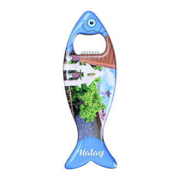 Hatay Themed Fish Shaped Metal Magnetic Bottle Opener 120x43 mm - 5