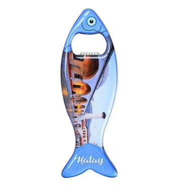 Hatay Themed Fish Shaped Metal Magnetic Bottle Opener 120x43 mm - 6