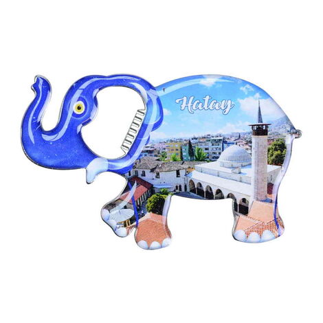 Toptan Hatay Temalı Myros Metal Fil Açacak Magnet 98x61 mm