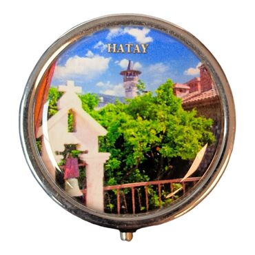Hatay Themed Customised Epoxy Round Pill Box 50x15 mm - 6