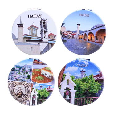 Hatay Themed Customised Uv Printed Round Compact Mirror 72x11 mm - 3