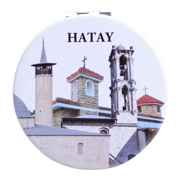 Hatay Themed Customised Uv Printed Round Compact Mirror 72x11 mm - 5