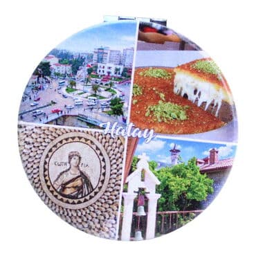 Hatay Themed Customised Uv Printed Round Compact Mirror 72x11 mm - 7