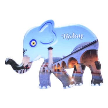 Hatay Themed Customised UV Printed Plastic Base Elephant Shaped  Fridge Magnet 86x62 mm