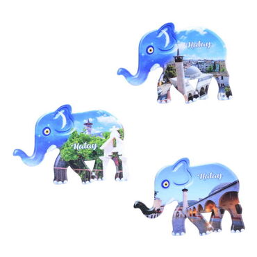 Hatay Themed Customised UV Printed Plastic Base Elephant Shaped  Fridge Magnet 86x62 mm - 3