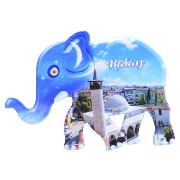 Hatay Themed Customised UV Printed Plastic Base Elephant Shaped  Fridge Magnet 86x62 mm - 5
