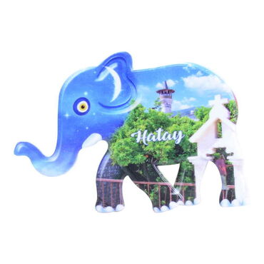 Hatay Themed Customised UV Printed Plastic Base Elephant Shaped  Fridge Magnet 86x62 mm - 6