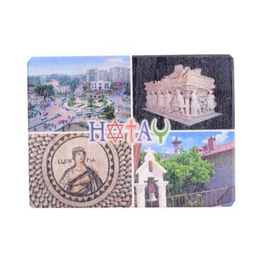Hatay Themed Wooden Uv Printed Souvenir Fridge Magnet 93x68 mm