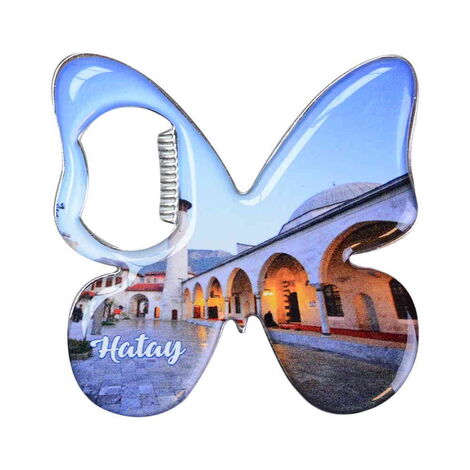 Hatay Themed Butterfly Shaped Metal Magnetic Bottle Opener 70x70 mm