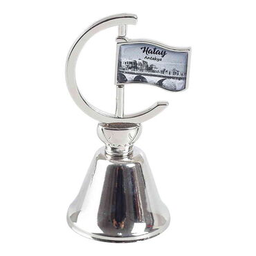 Hatay Themed Collectible Souvenir Double Side Metal Spinner Flag Bell 44x96 mm - Thumbnail