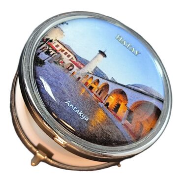 Hatay Themed Customised Epoxy Round Pill Box 50x15 mm - Thumbnail