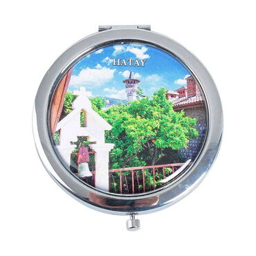 Hatay Themed Customised Metal Epoxy Travel Make Up Compact Mirror 70x11 mm - Thumbnail