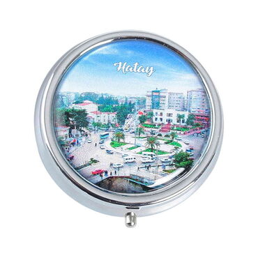 Myros - Hatay Themed Customised Metal Epoxy Travel Pocket Ashtray 50x15 mm