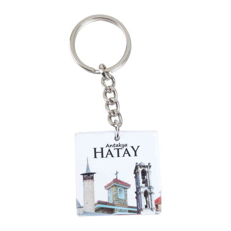 Hatay Themed Customised Uv Printed Plastic Base Round Keyring 40x108 mm