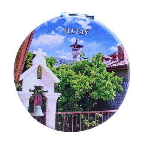 Hatay Themed Customised Uv Printed Round Compact Mirror 72x11 mm