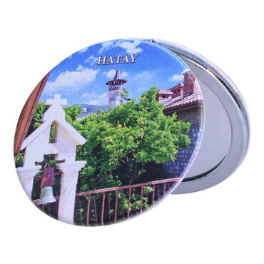 Hatay Themed Customised Uv Printed Round Compact Mirror 72x11 mm - Thumbnail