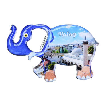 Myros - Hatay Themed Elephant Shaped Metal Magnetic Bottle Opener 98x61 mm