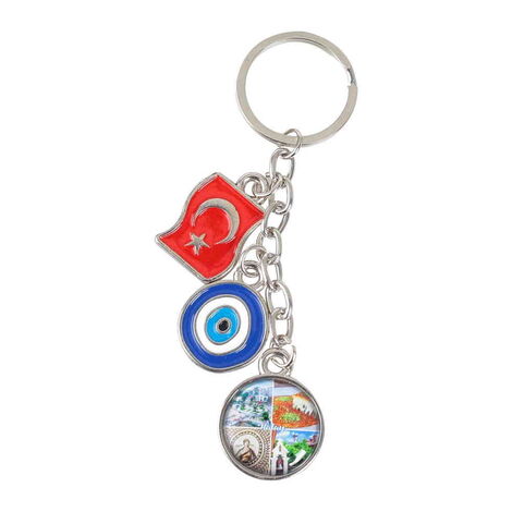 Hatay Themed Metal Evil Eye Enamel Keychain