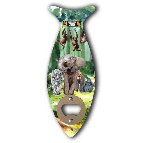 Toptan Hayvanat Bahçesi Temalı Ahşap Balık Açacak Magnet 190x70 mm - 1