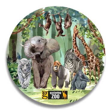 Zoo Themed Wooden Custom Printed Souvenir Coaster 100 mm