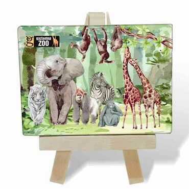 Zoo Themed Mini Print Canvas Magnet With Easel 70x100 mm