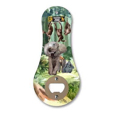 Zoo Themed Classic Shaped Printed MDF Wooden Bottle Opener 170x79 mm