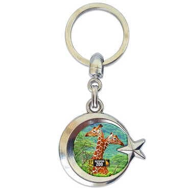 Zoo Themed Metal Turkish Flag Enamel Keychain
