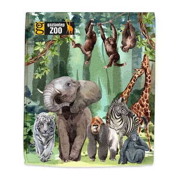 Toptan Hayvanat Bahçesi Temalı Myros Dijital Baskı Kurulama Bezi 400x600 mm