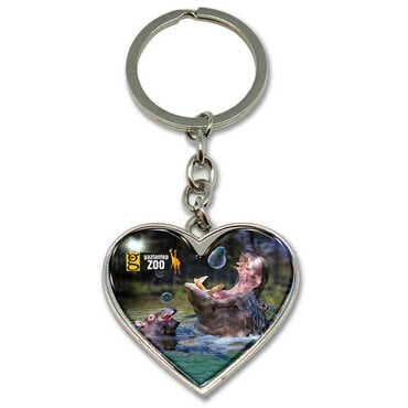 Zoo Themed Metal Heart Keychain 40x90 mm