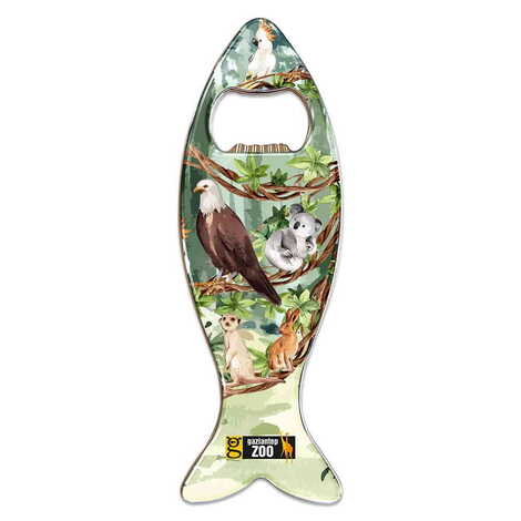 Toptan Hayvanat Bahçesi Temalı Myros Metal Balık Açacak Magnet 120x43 mm - 1