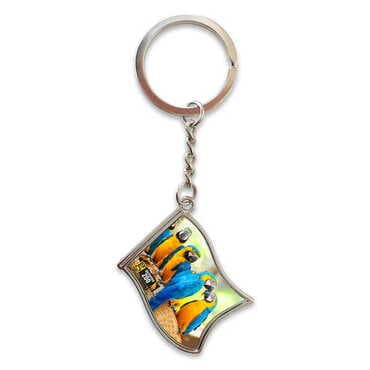 Zoo Themed Metal Flag Shaped Keychain 40x105 mm