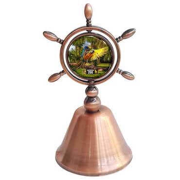 Zoo Themed Collectible Souvenir Double Face Metal Spinner Rudder Bell - Bronze Color