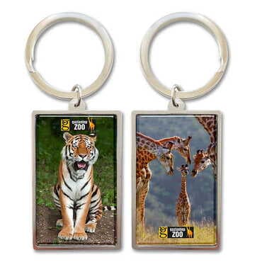 Zoo Themed Metal Big Rectangle Keychain 32x88 mm