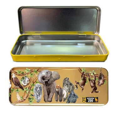 Zoo Themed Customised Metal Tin Pencil Case 210x80x25 mm