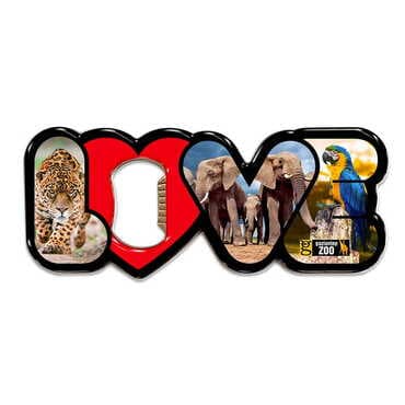 Zoo Themed Love Letter Shaped Metal Magnetic Opener 114x47 mm